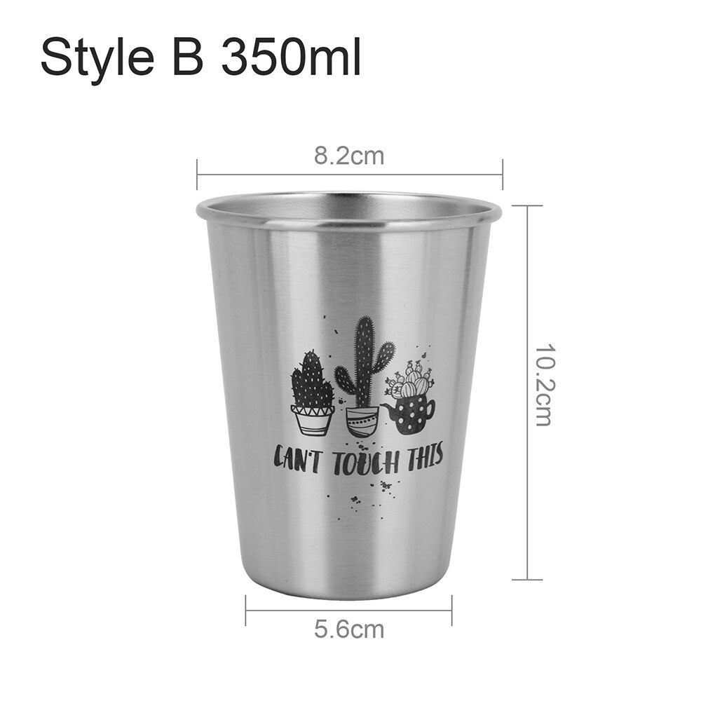 350/500ML Beer Cup Nordic Ins Metal Cactus Series Lovers Cup Durable Wine Cups Household Office Use Gargle Cups: Style B 350ML