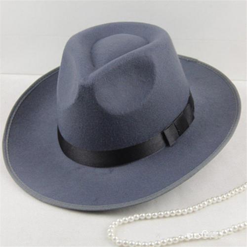 Summer Hat Sun Visor Men Women Hard Felt Wide Brim Fedora Panama Hat Autumn Vintage Cap: Gray