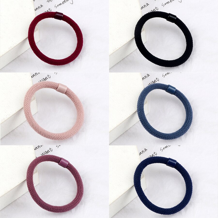 Juego de 6 unids/set de gomas elásticas para el pelo para niña y mujer, coleteros de nailon de Color sólido, accesorios para el cabello, adornos: 6 Pcs Set
