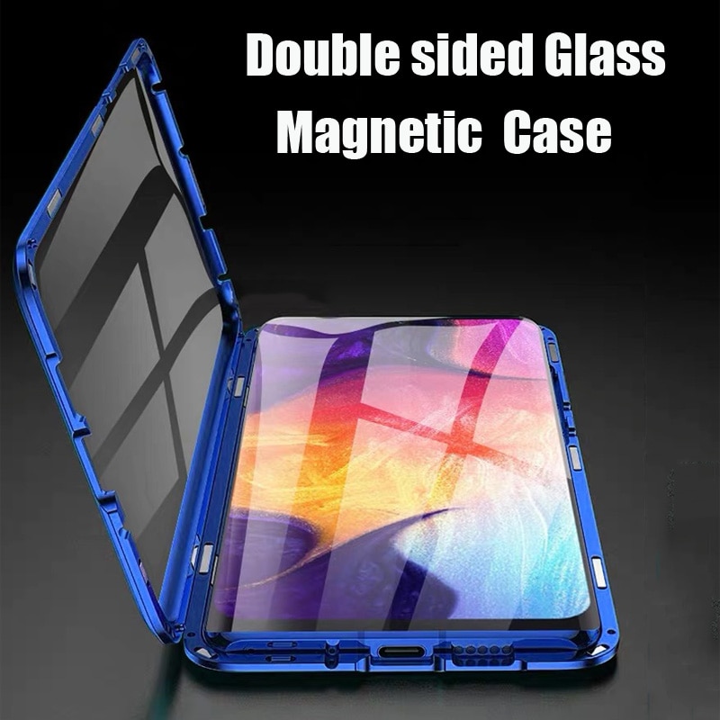 Magnetic case on the For samsung Galaxy A50 a70 a30 a20 a 30 50 70 Double sided Glass a305F a205F a505F a705F Metal coque