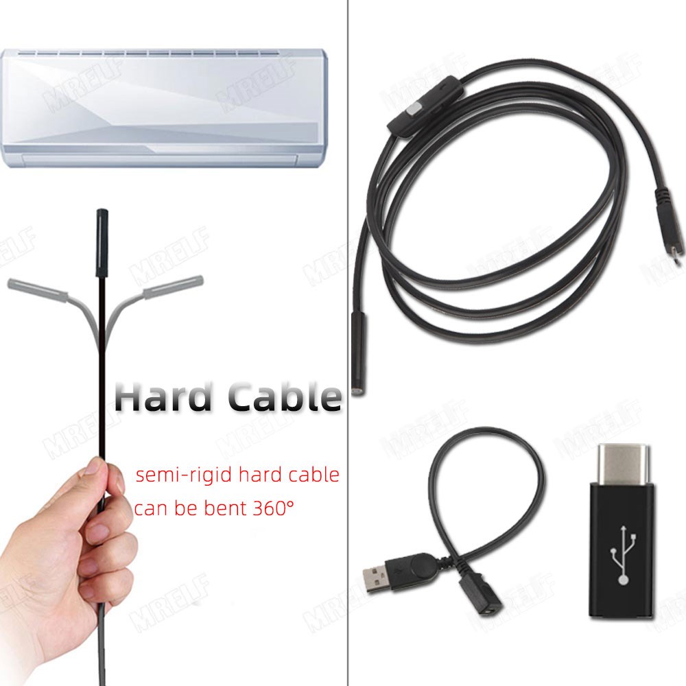 8mm -tyypin c-endoskooppikamera joustava mobiiliboroskoopille usb-kameraongelma älypuhelimen videoendoskooppi androidille: 2m / B kova kaapeli