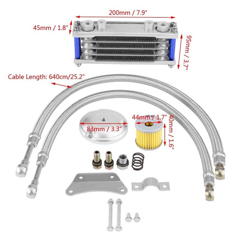 Enfriador de aceite de motor para motocicleta, radiador de refrigeración de aluminio de 65Ml para Suzuki 125CC, 150CC, 200CC, con accesorios de montaje