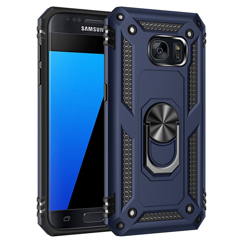 For Samsung Galaxy S7 Case Magnet Car Ring Stand Holder Cover for Samsung Galaxy S7 GalaxyS7 SM-G930F Coque Capa fundas: For Galaxy S7 / Navy Blue