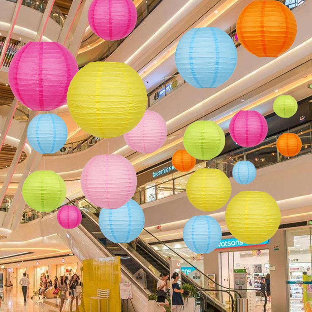4 inch Round Chinese Paper Lantern DIY Hanging Ball Lamp Wedding Home Decor Folding Supermall decoration paper lantern
