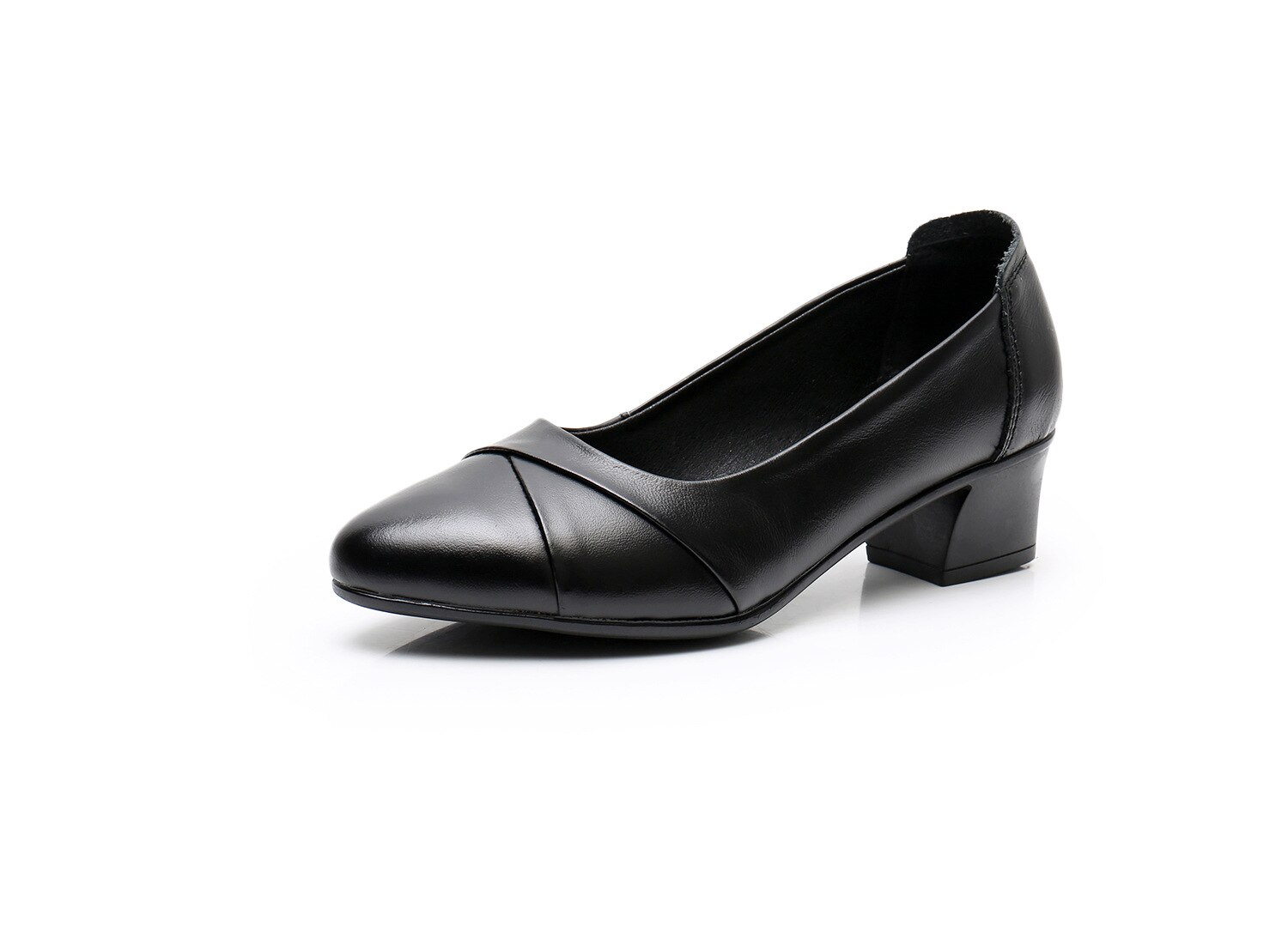 Leosoxs kvinder pumper sko kvindelige slip-on enkelt sko kvinder forår efterår firkantede hæl klassiske pumper fritidskontor dame sort: 40