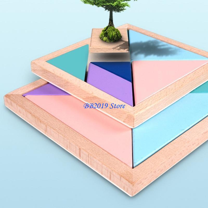 Q0kb wooden puzzles, colorful tangram puzzle board, cutting puzzle, toddler, baby, educational sorting game, preschool age