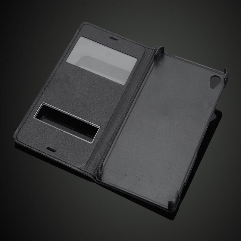 Para Sony Xperia Z3 D6603 D6643 D6653 D6616 D6633 cubierta de la carcasa de la batería de lujo Hashion View Windows Flip Funda de cuero PU