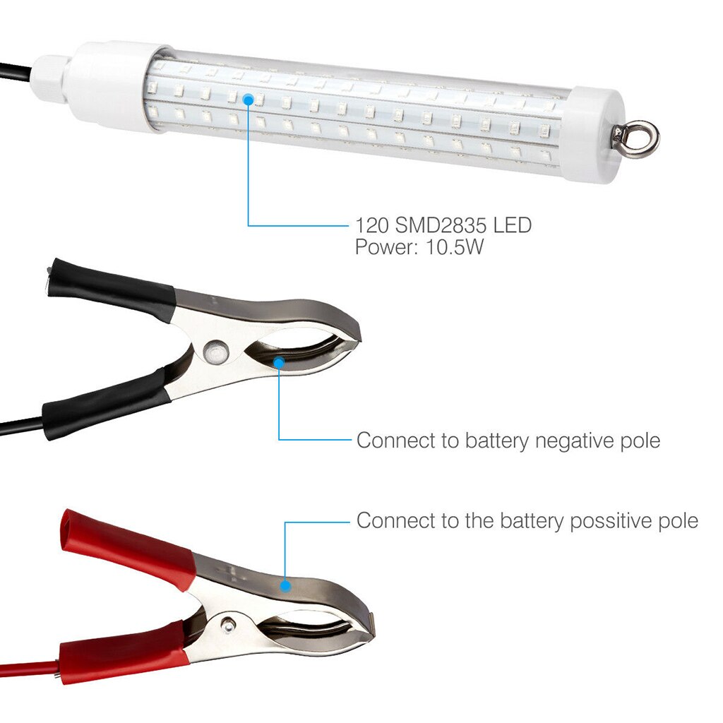 Luz LED sumergible para pesca, 1000LM sumergible de señuelo de pesca, 6M, lámpara para atraer calamar, 12-24V, Verde