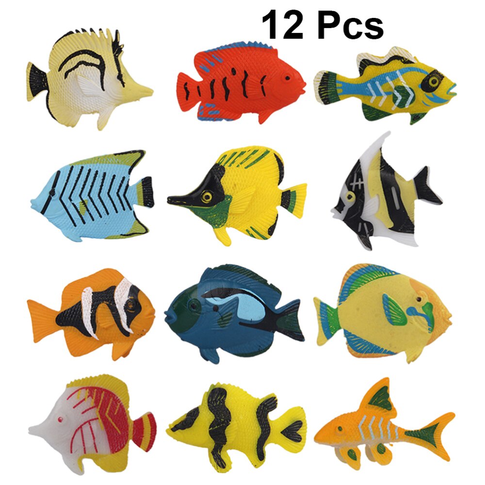 12Pcs Kids Tropische Vissen Model Speelgoed Aquarium Marine Animal Versiering Preschool Kids Educatief Speelgoed