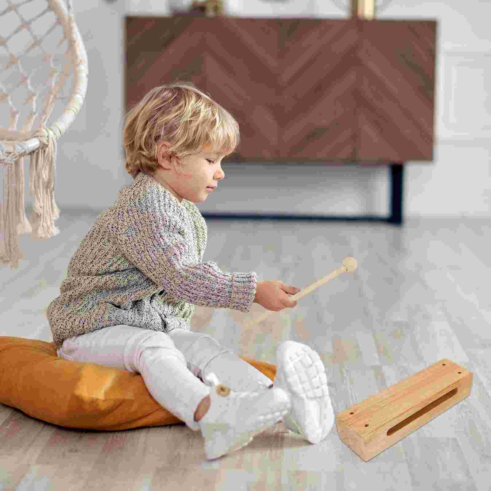 Instrumento de percusión de madera, herramienta de enseñanza de bloques de ritmo, 1 unidad (color madera)