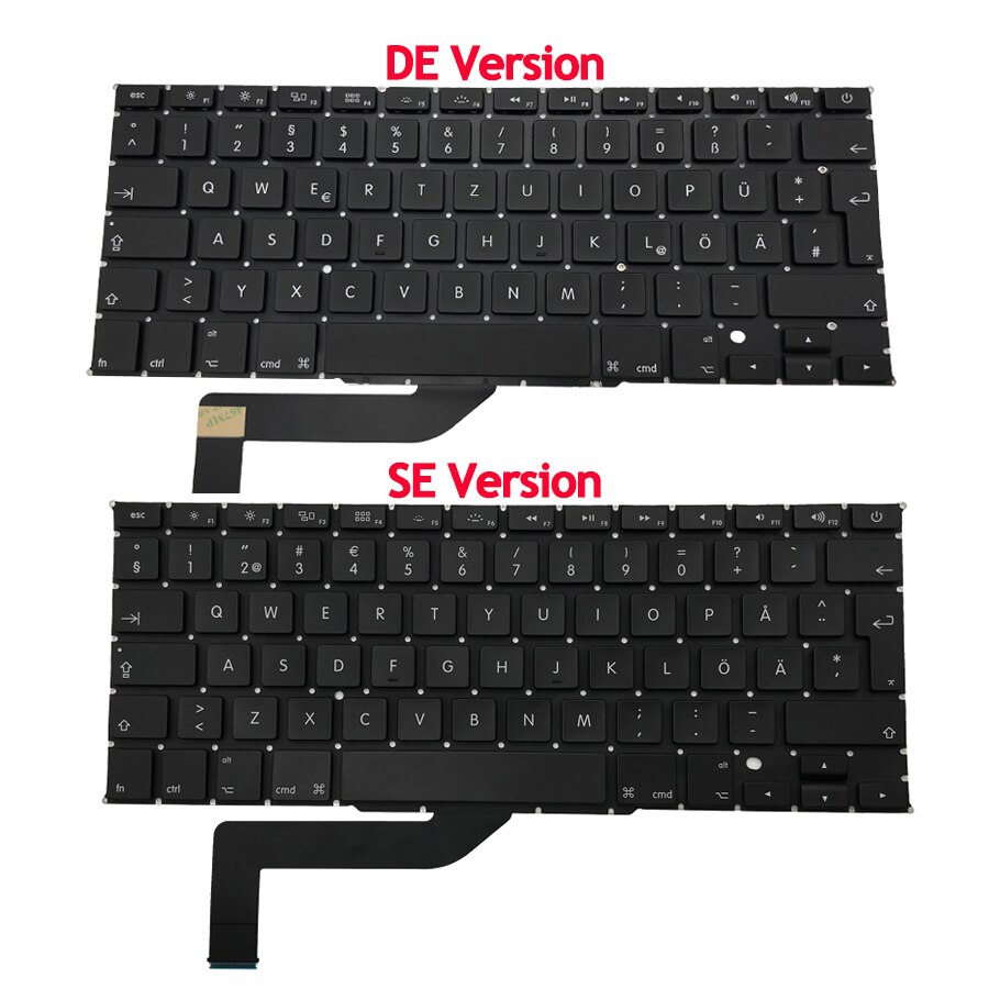 US UK Russian Spain French German Sweden Laptop Keyboard For Macbook Pro Retina 15" A1398