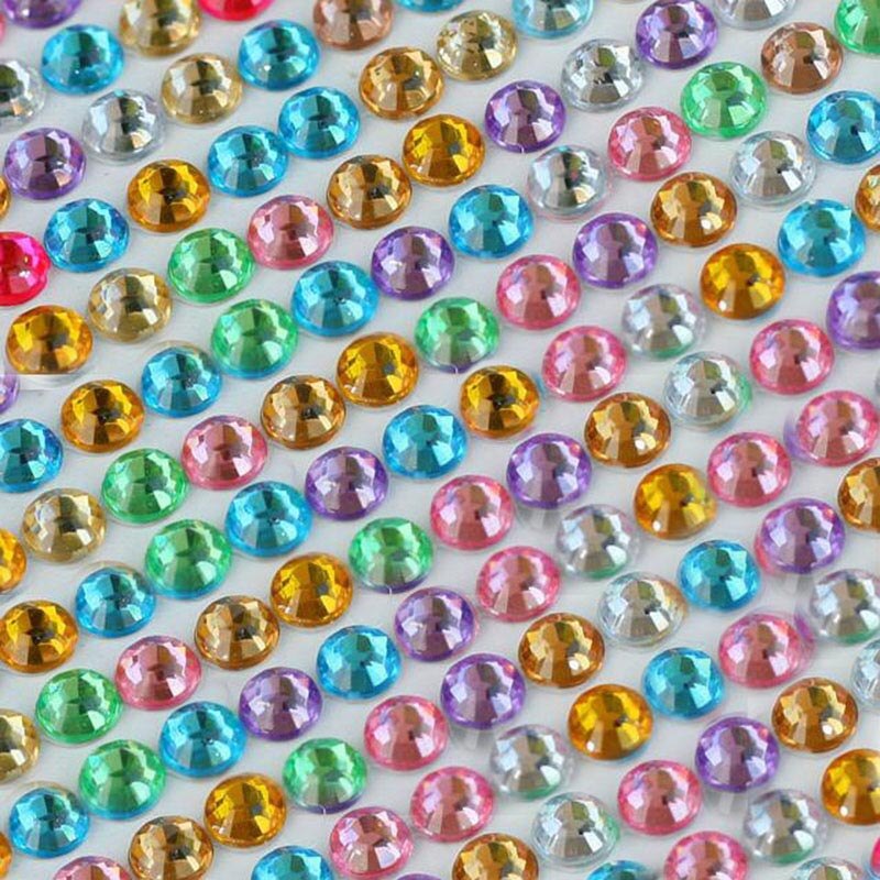 6mm Crystal Rhinestone Zelfklevende Stickers Mobiele Telefoon Auto Decor DIY Craft Decals Gems Craft Supplies Scrapbooking Stickers: Multicolor