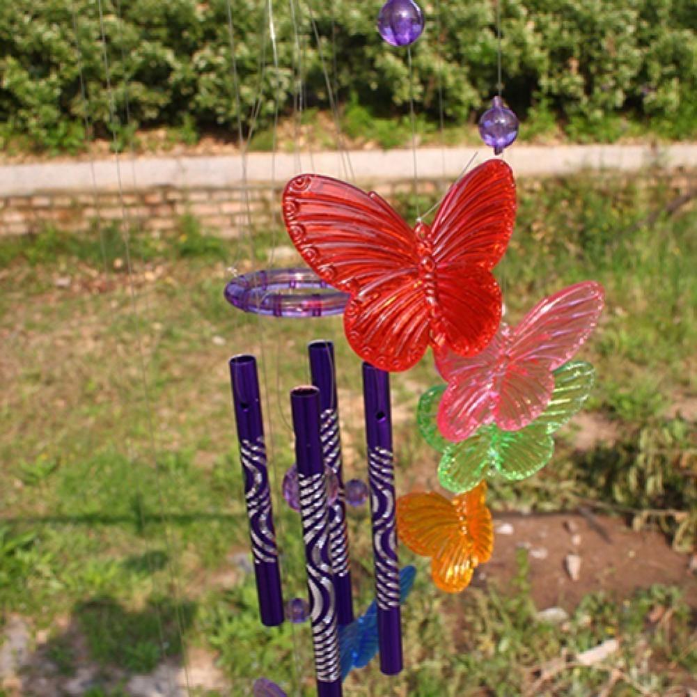 Campana de viento móvil de mariposa de cristal creativa, campana de jardín, ornamental, decoración colgante de salón, arte, decoración del hogar