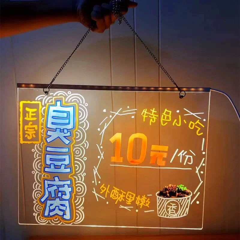 Löschbare, transparente, leuchtende Schreibtafel aus Acryl, LED-Leuchtstofftafel, Handschrifttafel, grenzüberschreitend: Goldene