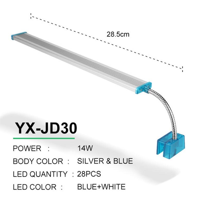Aquarium Light Highlight Aquarium LED Light Aluminum Alloy Blue And White Clip Light Ornamental Aquatic Landscaping Special Lamp: White-4