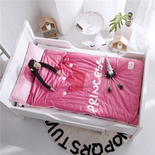 Home bed baby sleeping bag 100% Cotton + soft fleece Boy Girl Child fleabag AB side fox bear mothercare kids body cover 70*150cm: princess