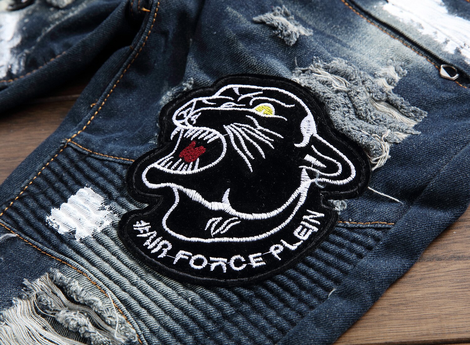 Pantalones vaqueros ajustados con parches para hombre, Jeans rasgados desgastados de motorista, Jeans de Motor con agujeros y pintados, imprescindibles para jóvenes;