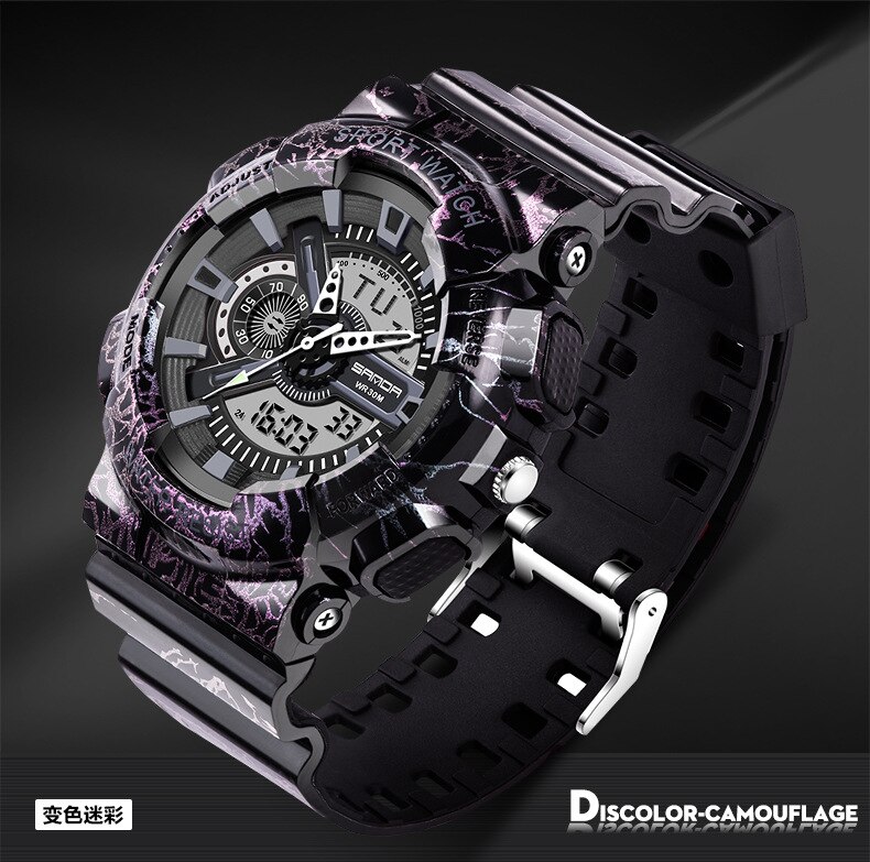 Sanda/799 Camouflage Multifunctionele Lichtgevende Elektronische Horloge Water Sport Horloge Paar Horloge: Ivoor