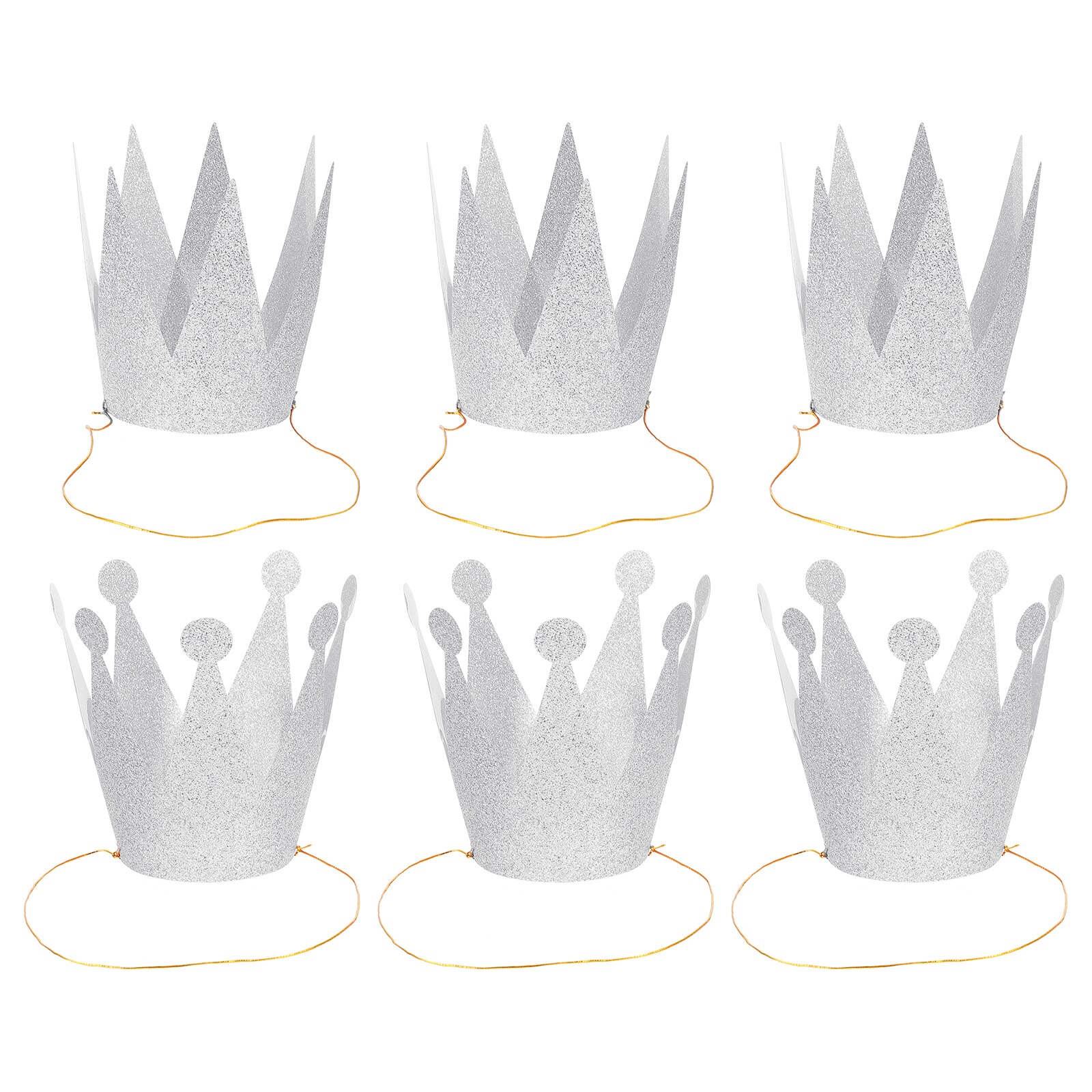 6Pcs Birthday Crown Hats Delicate Glitter Chic Exquisite Crown Shape Hats Party Hats for Gathering Birthday: Silver