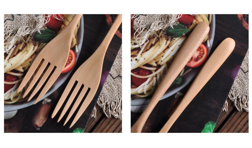 Tenedor de madera, Utensilio de cocina de bambú, herramientas para sopa, cuchara de té, vajilla, utensilios de cocina, utensilios de cocina, suministros