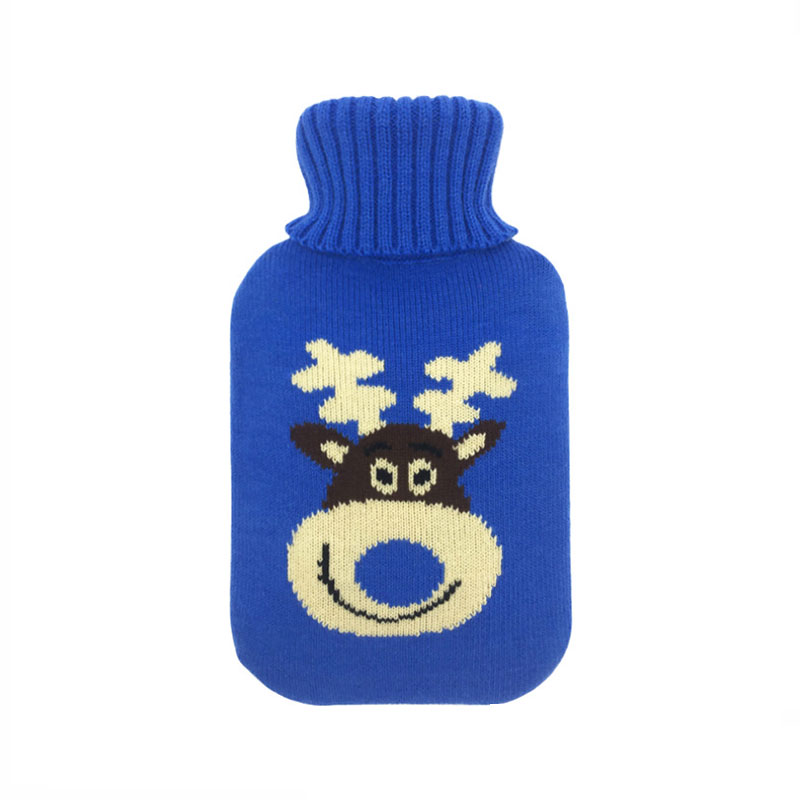 Bouteilles d'eau chaude 2000ml grand sac d'eau chaude tricoté couverture résistant au froid conservation de la chaleur produits de couverture de bouteille d'eau chaude: Bleu marine
