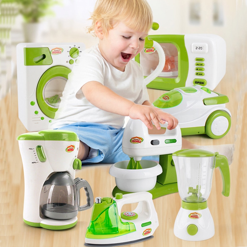 Simulation Home Appliances Toys Pretend Play Coffee Machine Iron Blender Vacuum Cleaner Sets Children Pretend Play Toys