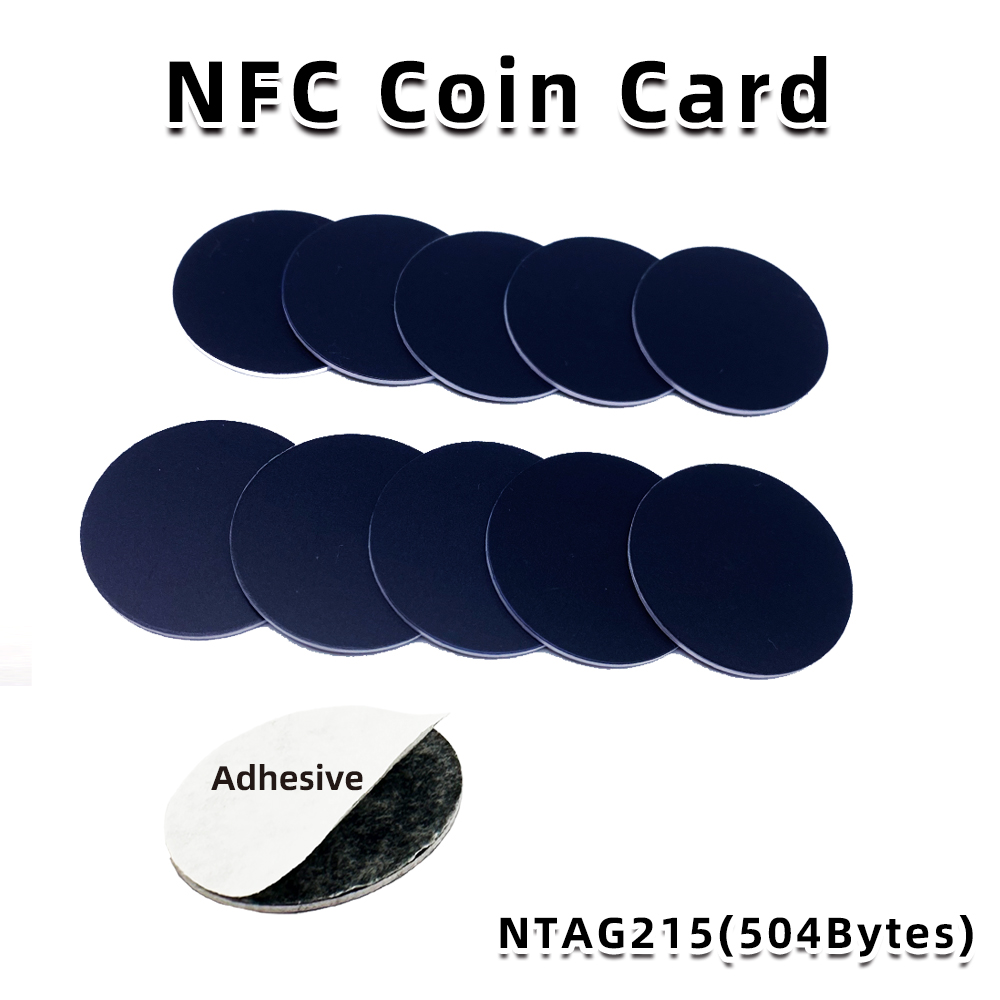 Etiquetas Ntag 215 negras, pegatinas RFID disponibles para teléfono NFC, etiqueta adhesiva NFC Ntag215, etiqueta autoadhesiva de 13,56 MHz, pegatina ISO14443A