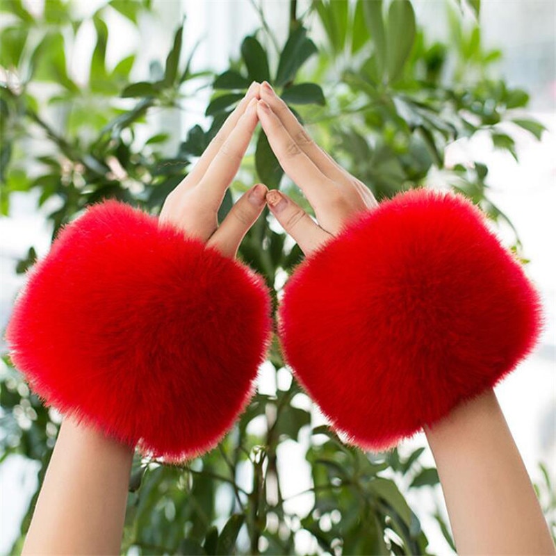Manchette en fausse fourrure de renard de pour femmes, chauffe-bras, mignon, décor, hiver, automne, manches courtes, solide, W108