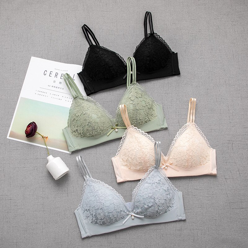Girl Bra Beautiful Lace Pattern Bra Underwear Wireless Small Chest Gather Summer Thin Comfortable And Adjustable Girl Bra