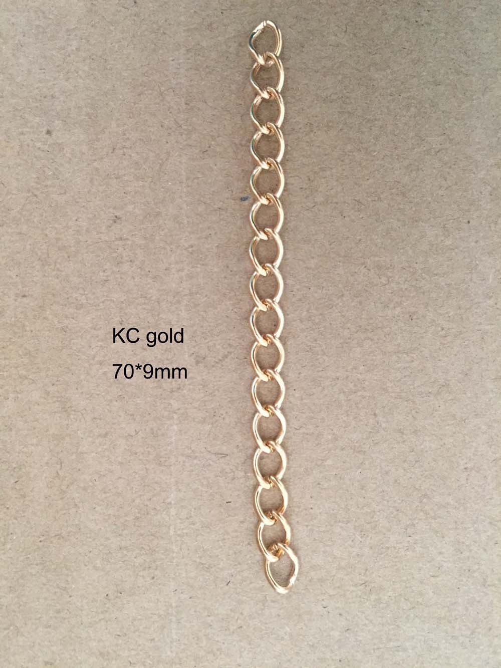 100 sztuk/partia naszyjnik łańcuch przedłużający luzem bransoletka rozszerzone łańcuchy ogon Extender dla DIY komponenty do wyrobu biżuterii: KCGold70x9mm