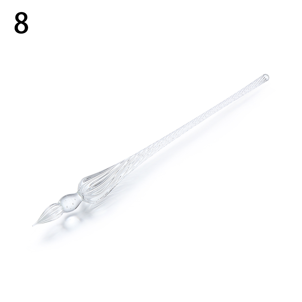 1Pcs Sicher Paket Vintage Glas Dip Tauch Stift Halter Unterschrift Füllung Tinte Brunnen Stifte Handgemachte Glas Dip Brunnen Stift: A8