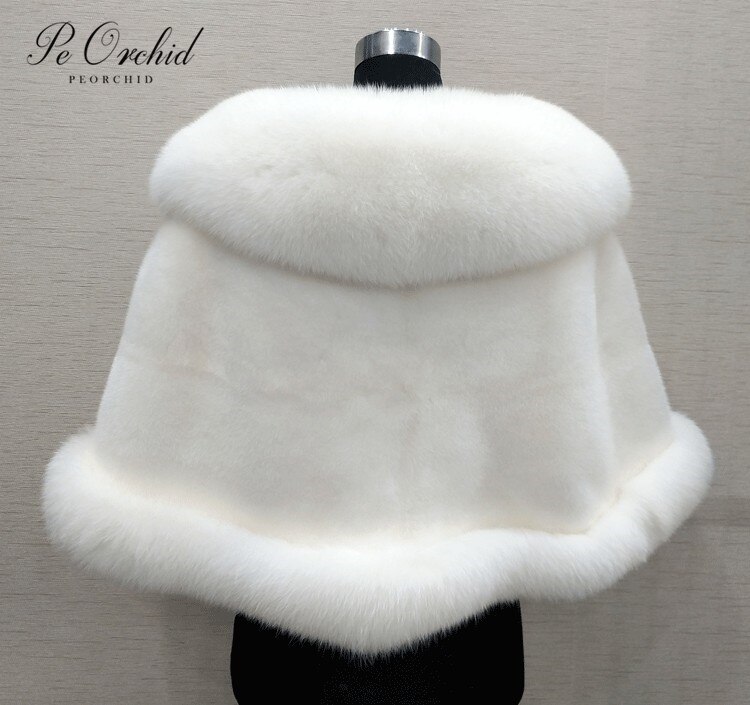 PEORCHID Winter Weiß Schal Hochzeit Bolero Frauen Abend Jacke Warme Brautjungfer Kap Faux Pelz Mantel Braut Partei Mantel