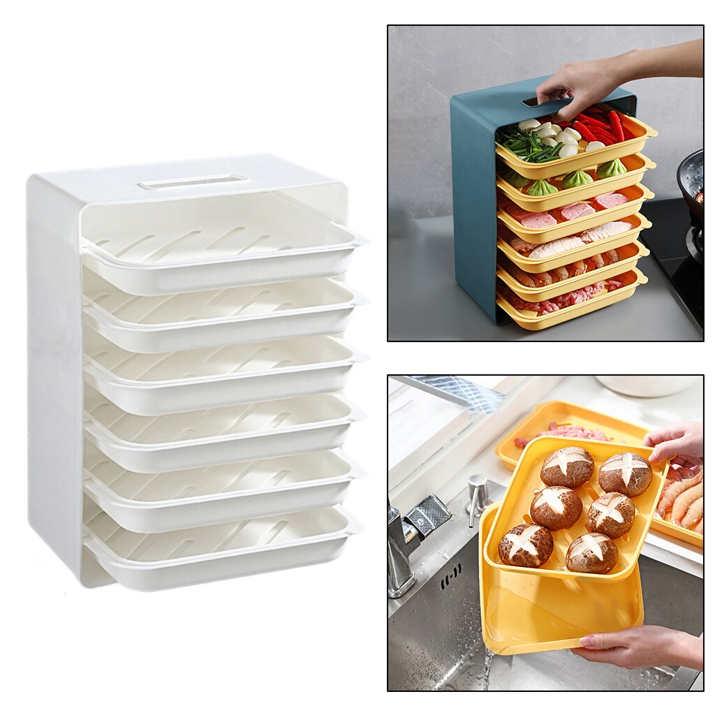 Food Preparation Tray Plastic Food Storage Tray Rack Kitchen Drain Racks: White