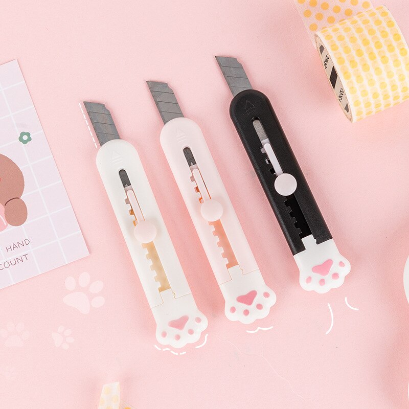 Mini cuchillo de conejo Kawaii, utensilio portátil, cortador de papel, papelería de oficina, abridor de sobre con pata de gatito
