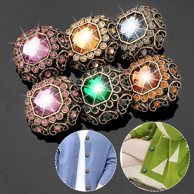 17mm/23mm Square Rhinestone Buttons Sparkling Crystal Glass Stone Craft Buttons DIY Clothes Decoration Sewing Accessories