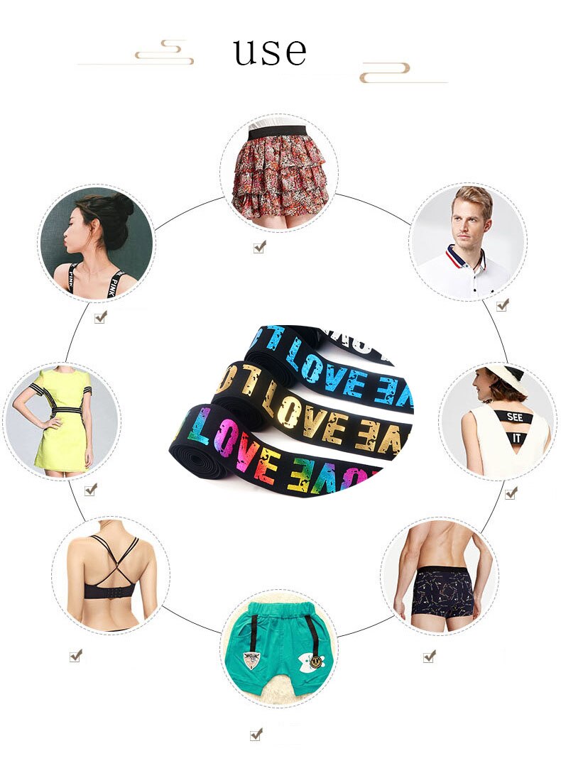 2/2.5/3/4cm Elastic Band LOVE Alphabet Jacquard Rubber Band Waistband Elastic Trousers Webbing DIY Sweing Accessories 1Meter