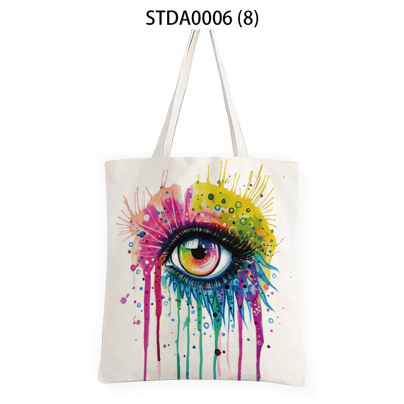 Mooie Ogen Grote Capaciteit Canvas Tote Schoudertas Stof Katoenen Doek Herbruikbare Boodschappentas Vrouwen Tassen Shopper Tassen Viaje: H-8