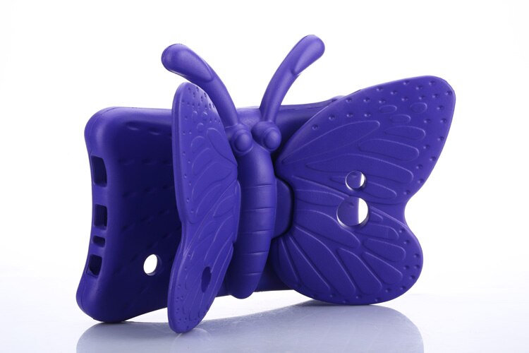 Schokbestendig Eva Case Voor Samsung Galaxy Tab 3 7 Inch P3200/T110/T111/T210/T211, 3D Cartoon Vlinder Kinderen Veilig Tablet Stand Cover: Purple