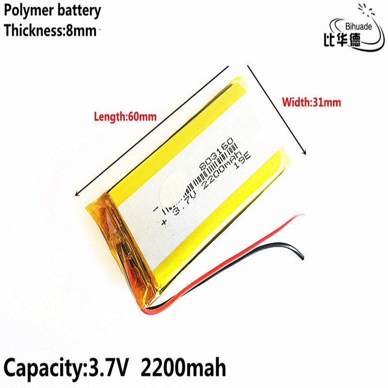 Litre batterie d'énergie bonne 3.7 V, 2200mAH 803160 polymère lithium ion/Li-ion batterie pour tablette pc banque, GPS, mp3, mp4