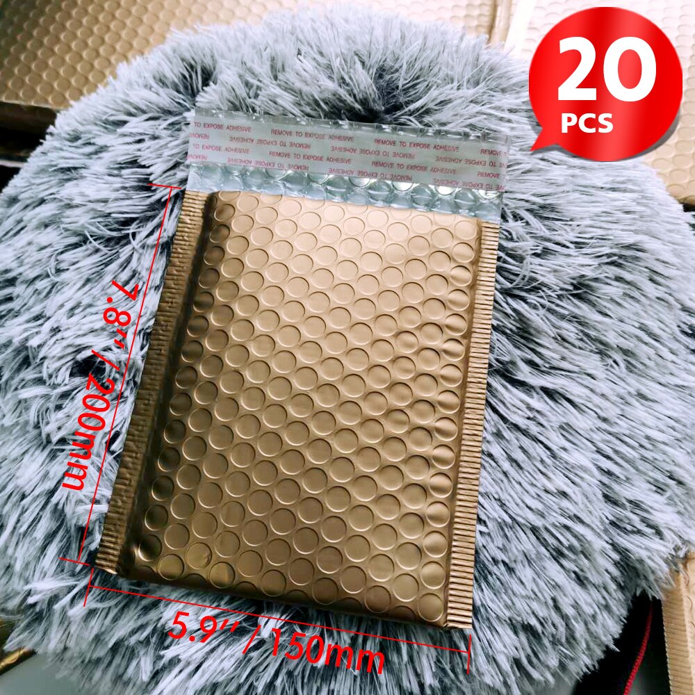 5 Size 20PCS Bubble Mailers Matte Gold Envelopes With Bubble Padded Postal Mailing Envelope Bags Waterproof Courier Bag: 150x200mm-20 Pieces