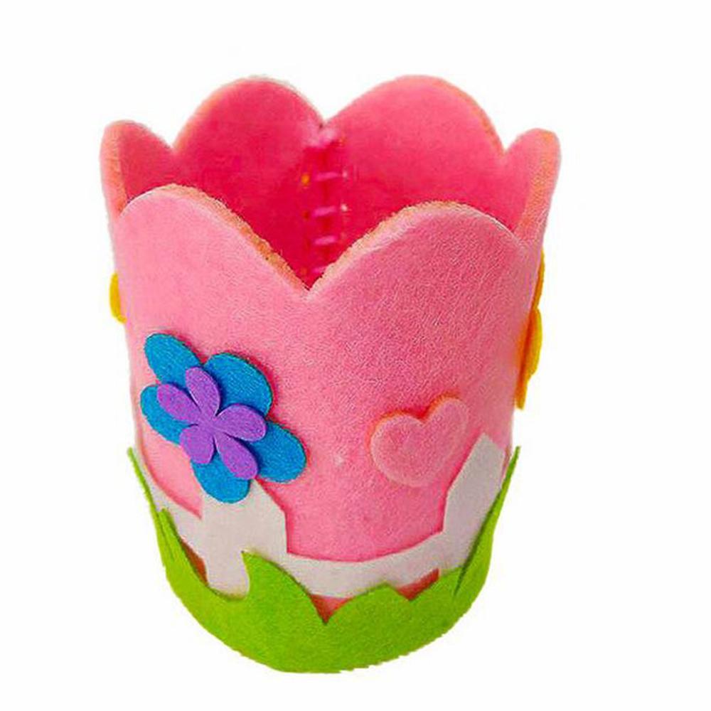 1 PCS Kinderen Creatieve Geweven stof Pen Houder Kerstcadeau Creatieve Decoratie Benodigdheden Kids DIY Handgemaakte Ambachten Art Speelgoed: Roze