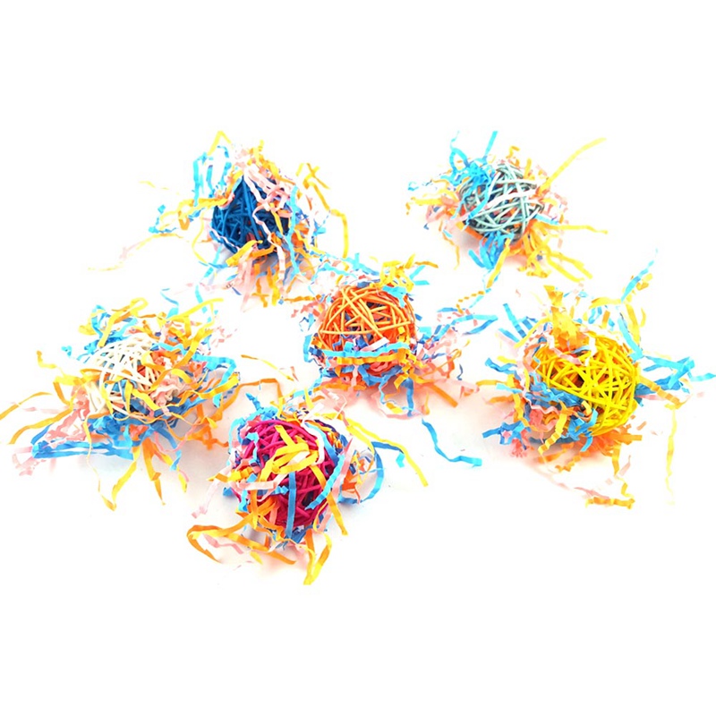 Parrot Bird Rattan Ball Drawing Toy Random Color (ball, Paper) Parrot Toy Ball For Parakeet Cockatiel Chew Fun Cage Pet Bird Toy
