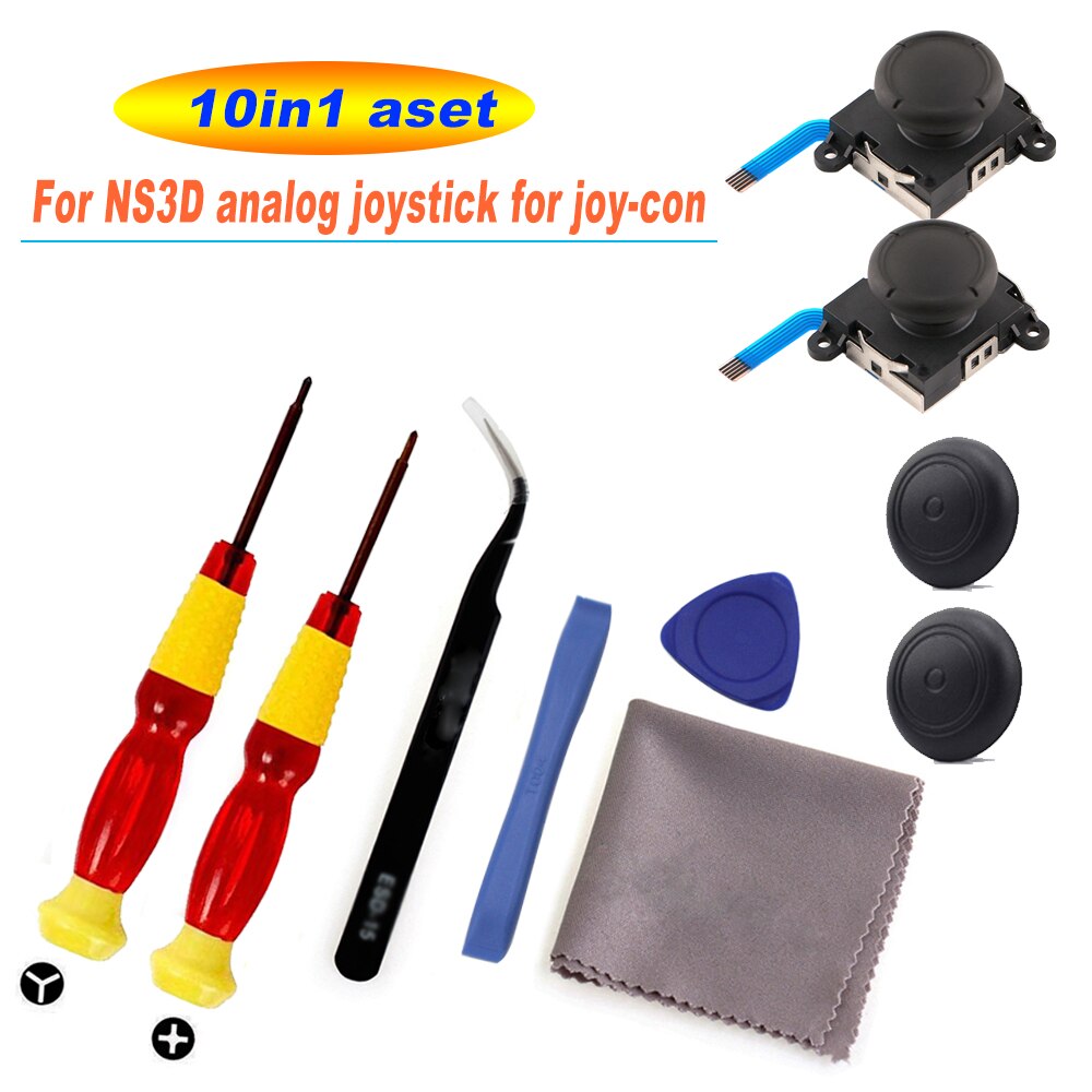 3D Analog Joycon Joystick Thumb Sticks Sensor Replacements Accessories For Nintend Switch Joy Con Controller Housing w/ Tool Kit: 10in1 A