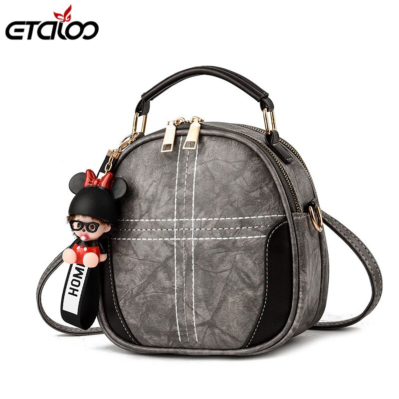 Frauen Handtasche Leder Frauen Umhängetasche Kleine Umhängetasche Handtasche Casual Frauen Taschen: Grau