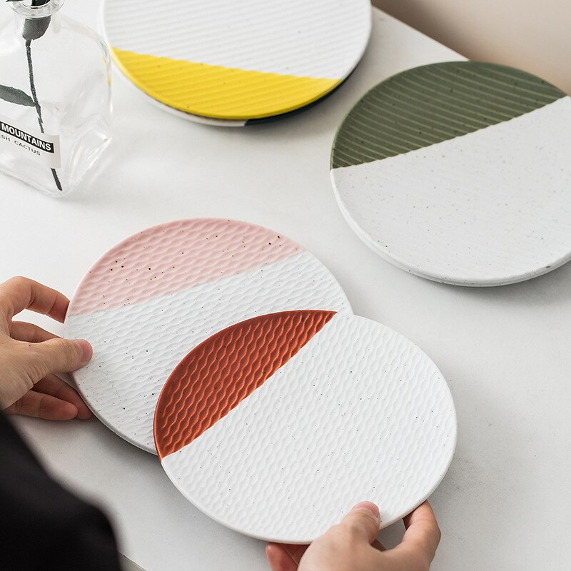 Colorful Dessert Plate Cake Plate Salad Small Flat Plate ware Dessert Round Tableware