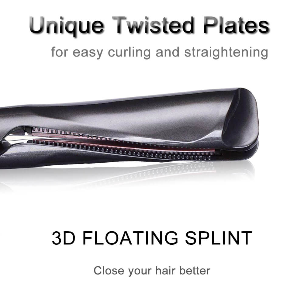 Hair Straightener Curling Iron 2 in 1 Tourmaline Ceramic Twisted Flat Iron With LCD Digital Display & Auto Shut-Off