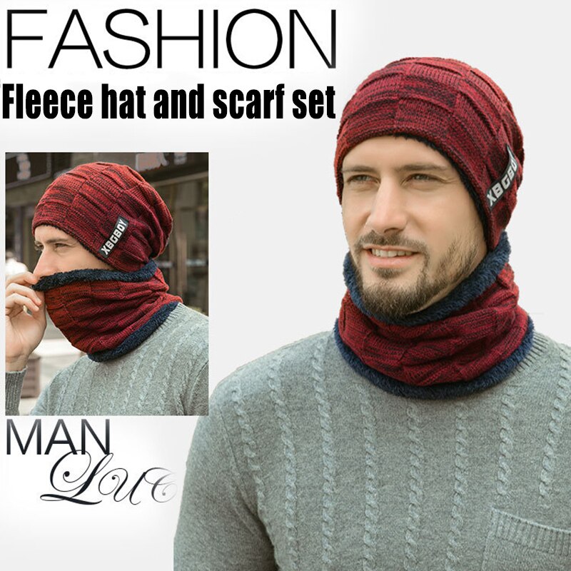 Winter muts sjaal dikke fleece gevoerde warme gebreide skimutsen voor heren jongen  ty66