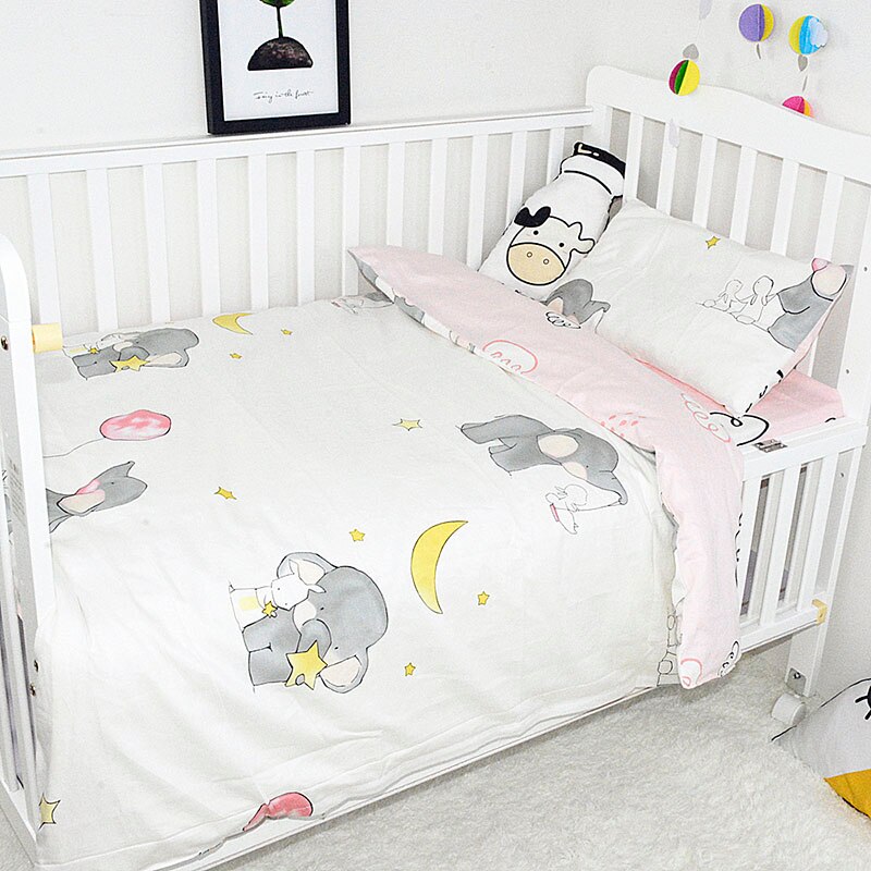 3Pcs Baby Bedding Set Cotton Crib Bedding Set Crib Kit Include Duvet Cover Pillowcase Bed Sheet