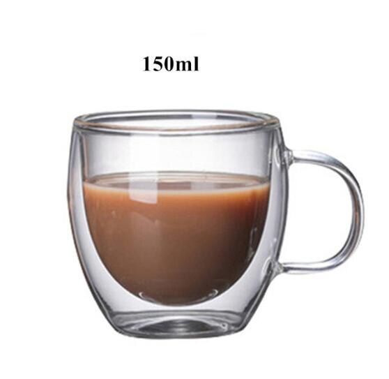 Water Fles Koffie Cup Hittebestendige Dubbele Wand Glazen Beker Bier Handgemaakte Melk Citroensap Cup Drinkware Thee Mokken: B 150ml
