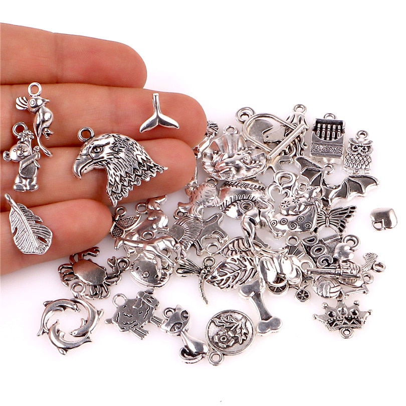 40pcs/lot 23491 Metal Animal Series Charms Handmade Jewelry Making European Bracelets Jewelry